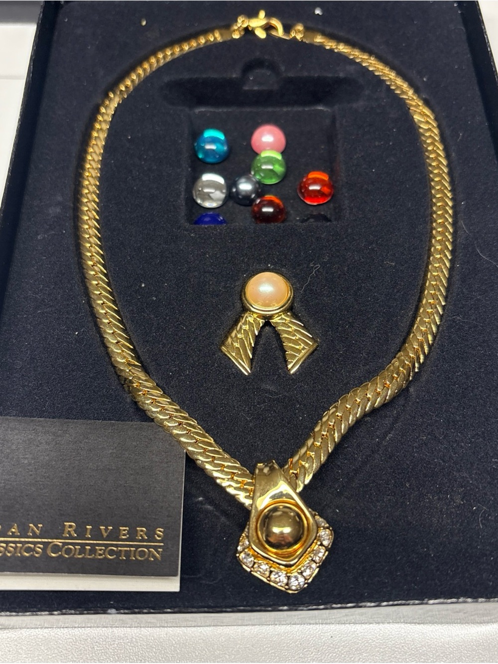 Joan Rivers Gold-Tone Convertible Necklace with Multicolor Cabochons